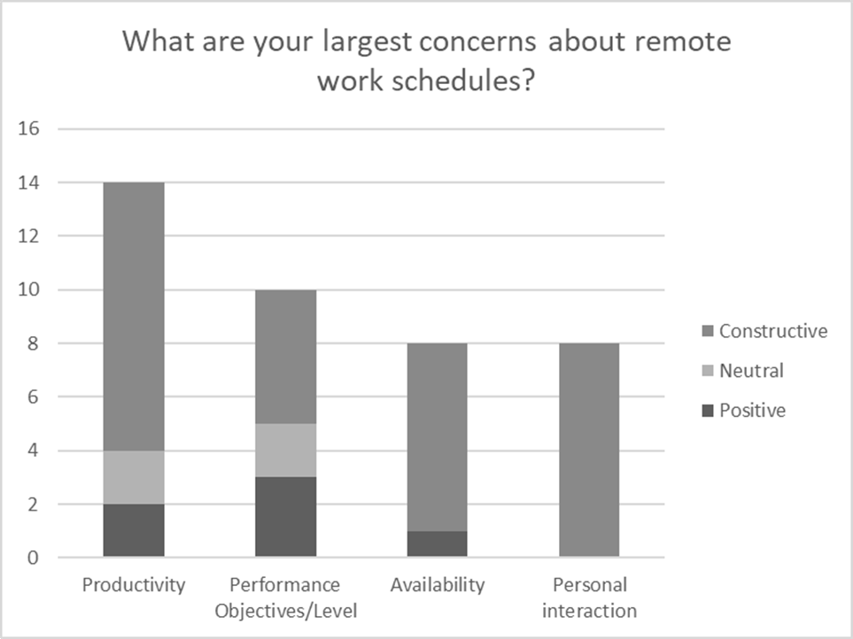 Categorized sample of the themes surfaced in the question about concerns with working remotely from the 2019 Christian Brothers Services’ culture survey.